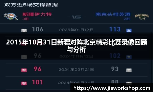 2015年10月31日新疆对阵北京精彩比赛录像回顾与分析
